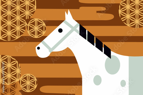Illustration of a horse. Zodiac sign. Horse riding. Horse racing.