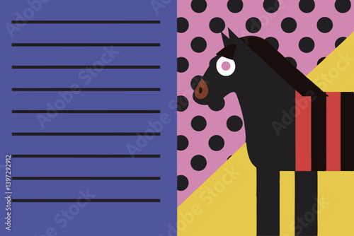 Illustration of a horse. Zodiac sign. Horse riding. Horse racing.