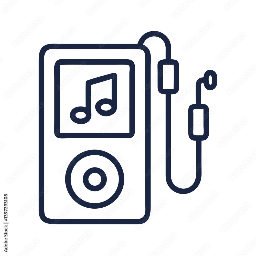MP3 Player with Music Symbol Icon Design