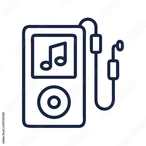 MP3 Player with Music Symbol Icon Design