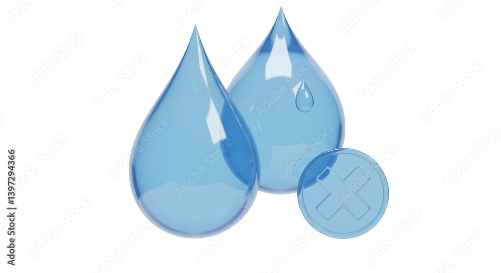 Isolated Water Drop and Plus Sign Isolated Water Drop and Plus Sign