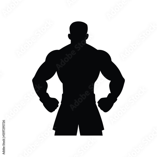Silhouette vector of a male boxer standing in ready fighting position, side view. Great for combat sports, strength, and gym themes.