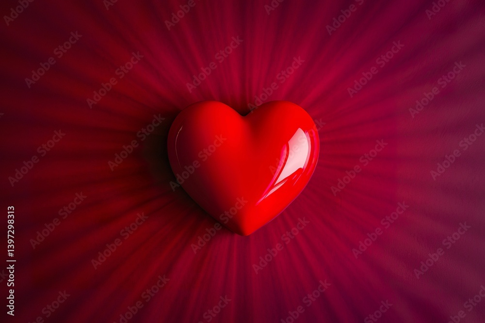 a vibrant red heart made of a glossy or reflective material a vibrant red heart made of a glossy or reflective material