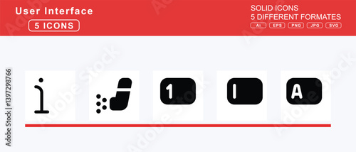 Set of 5 solid user interface icons,inboxes, inbox, in, out, incognito, indent