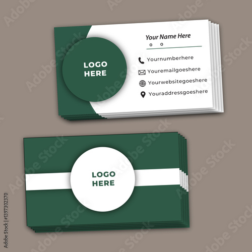 A elegant , eyecatching , modern, white and green , vector , business, card, design, illustration, corporate, creative card,