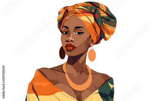 African Woman in Ankara Dress Illustration