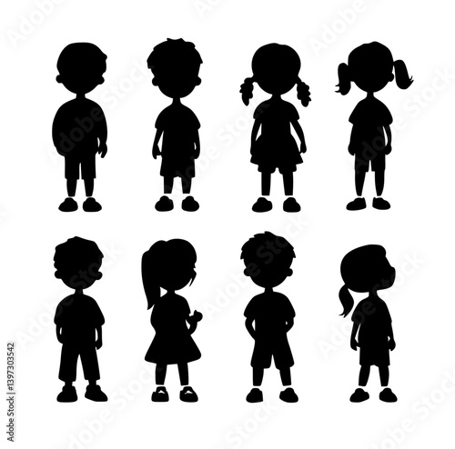Cartoon Character Expressions — Joyful and Contemplative Faces of Boys, Men, and Children in Monochrome Manga Style for Emotion and Idea Illustrations