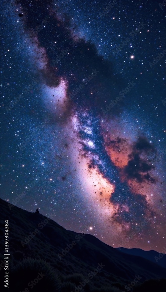 Milky Way Galaxy with Twinkling Stars and Cosmic Debris, cosmos, stars, starry sky