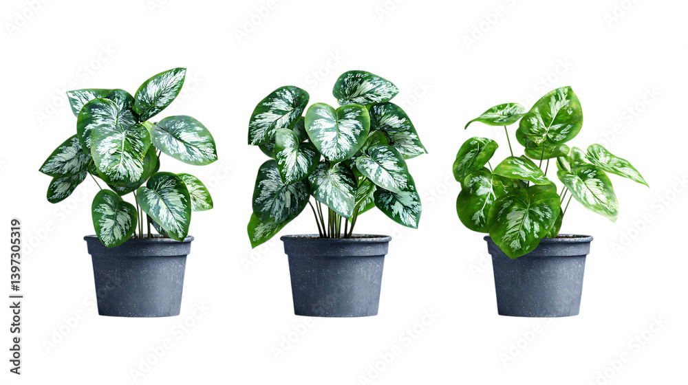 Fototapeta premium Pack of Silver Dollar Plant Set Against Transparent Background for Botanical or Decor Projects