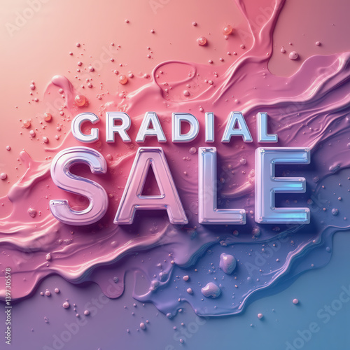 A striking gradient design featuring bold text announcing a sale, surrounded by vibrant splashes of paint. The colors transition smoothly from pink to blue, appealing to a modern audience