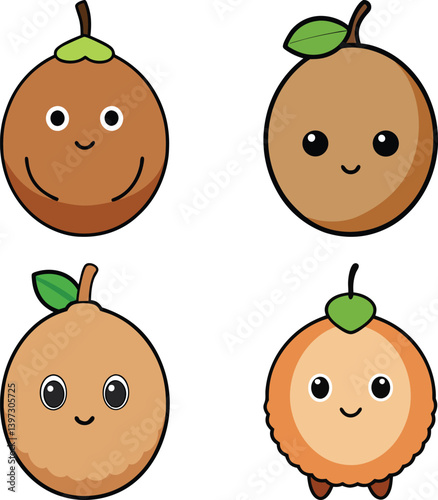 Cute longan cartoon vector
