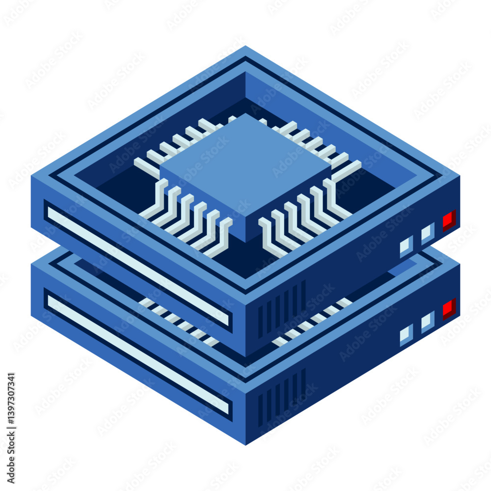 Isometric futuristic server. Isometric database or data center. Abstract blockchain. Computer storage. Cloud storage. Isometric technology Isometric futuristic server. Isometric database or data center. Abstract blockchain. Computer storage. Cloud storage. Isometric technology
