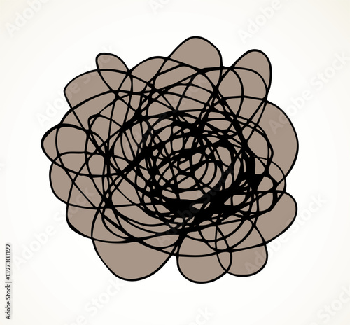 Unravel the tangled tangle. Vector drawing