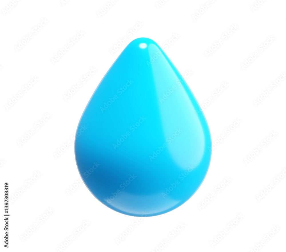 3D Water Droplet Icon in Blue 3D Water Droplet Icon in Blue