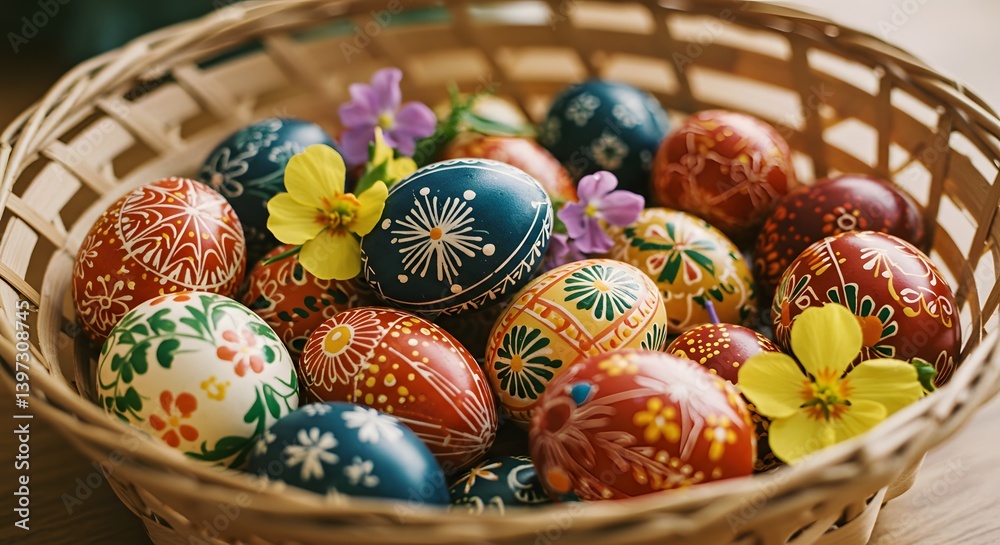 Fototapeta premium easter eggs in basket