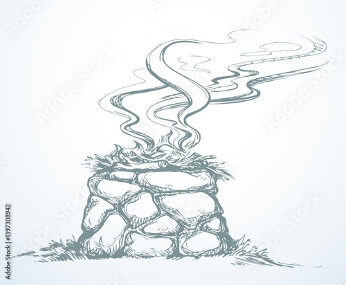 Stone Altar. Vector drawing object