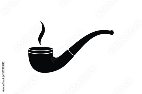Smoking pipe icon silhouette on white background