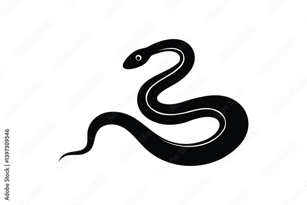 Fototapeta premium Snake silhouette icon on white background