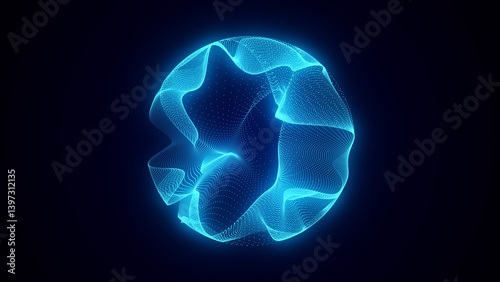 Sci-fi sphere with particles and lines. Concept network connection. Frame sphere. Abstract technology background. 3d rendering.