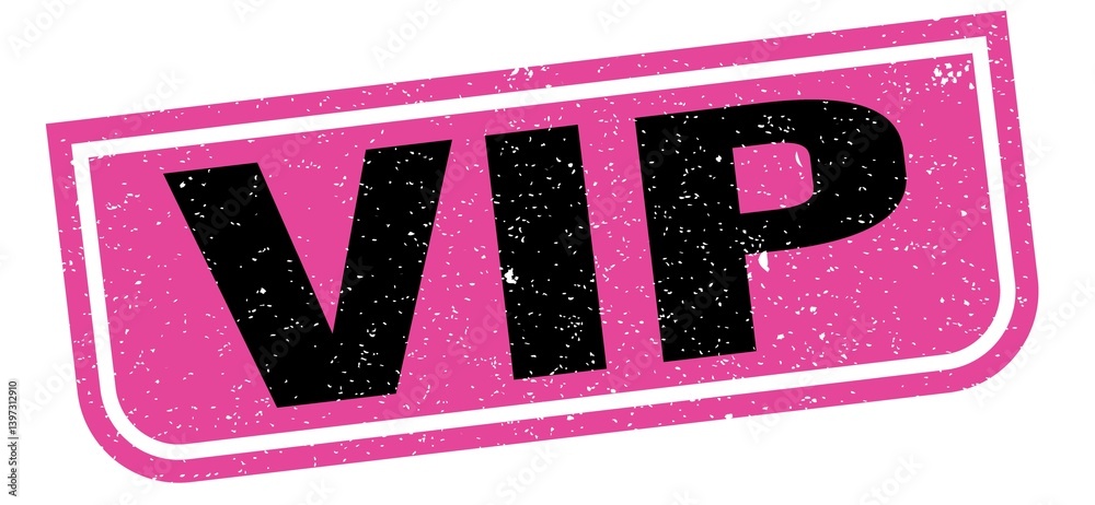 VIP text written on pink-black stamp sign.