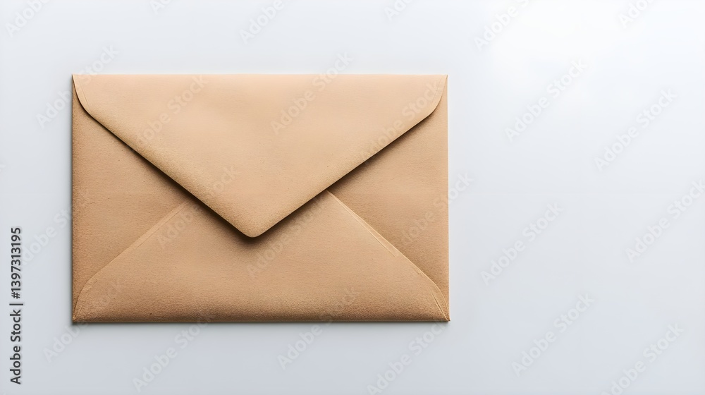 Brown Envelope on White Background for Correspondence and Mailing Brown Envelope on White Background for Correspondence and Mailing
