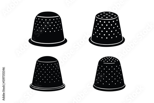 Thimble icon silhouette on white background