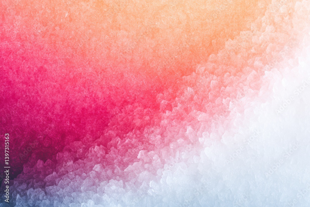 Fototapeta premium Crystalized gradient texture with glass-like pattern in orange red pink and light blue tones smooth surface depth effect. Digital art wallpaper
