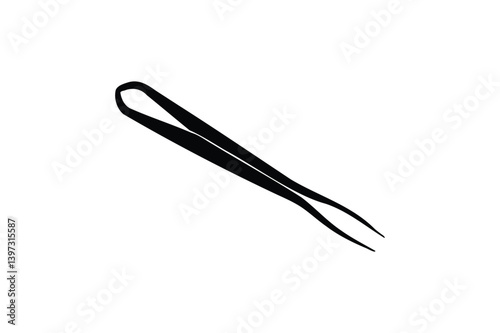 Tweezers silhouette on white background