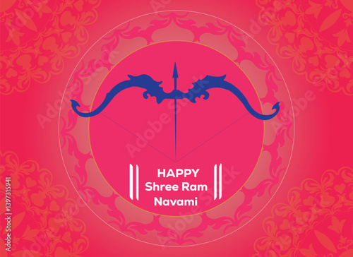 Shree Ram Navami Greeting Card with Bow and Arrow Illustration