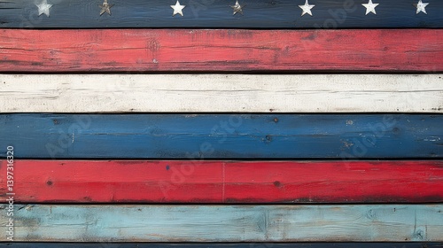 patriotic red white and blue wood background
