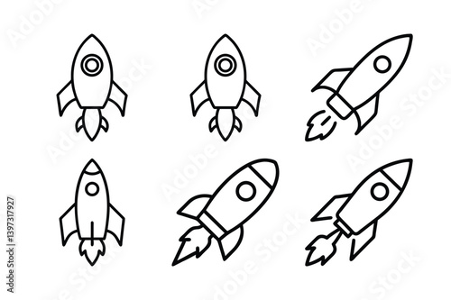 Spaceship icon in flat design. Vector illustration.