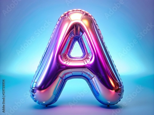 Hologram Metallic A  Alphabet Balloon generative ai