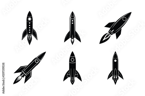 set of space rocket