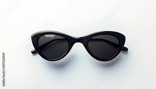 Black sunglasses isolated on a white background, perfect for fashion or accessory-related designs