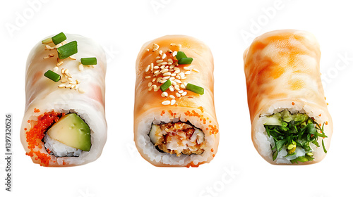 Pack of Spring Roll Set Against Transparent Background for Culinary or Snack Projects