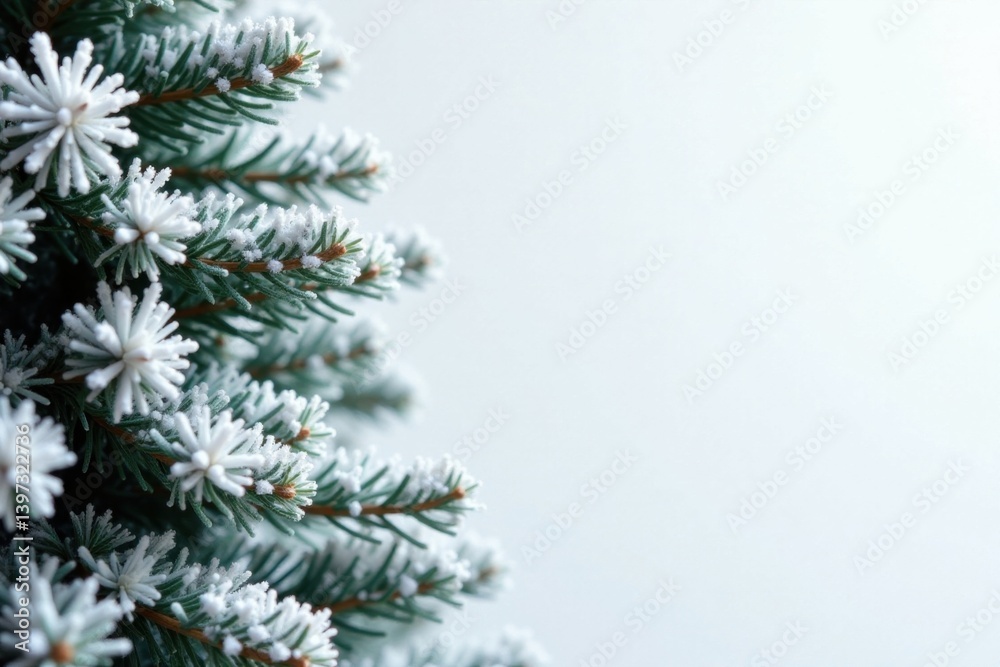 Frosty Christmas tree branches against white wall , branches, decorations, Christmas Frosty Christmas tree branches against white wall , branches, decorations, Christmas