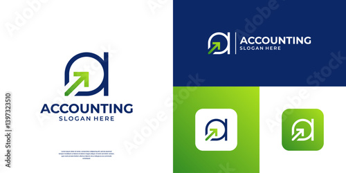 Letter A arrow target logo template. Modern accounting financial symbol logo.