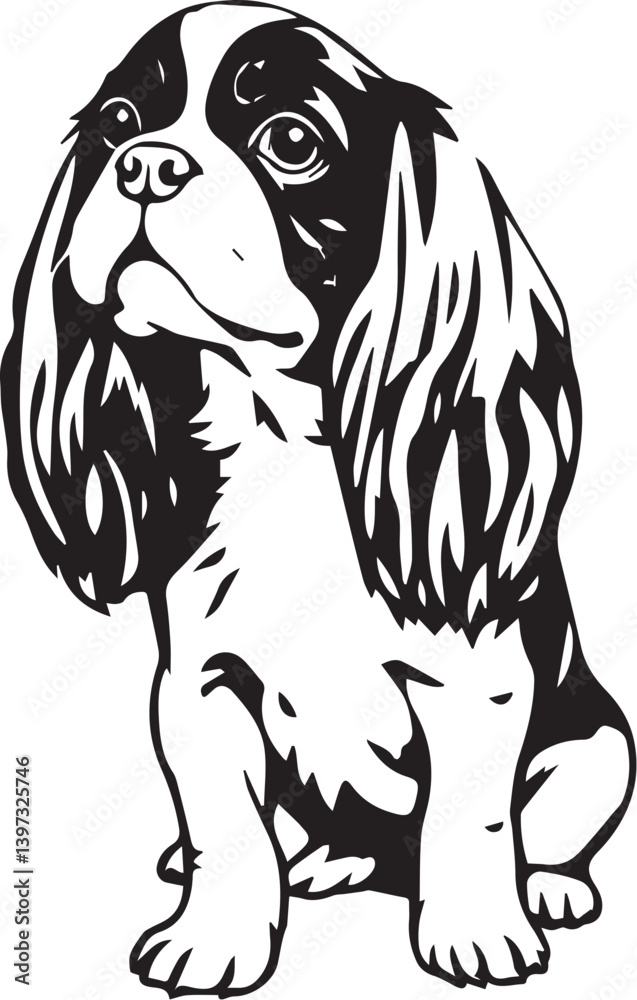 Obraz premium Dog Cavalier King Charles Spaniel. Hand drawn vector illustration 