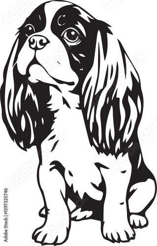 Dog Cavalier King Charles Spaniel. Hand drawn vector illustration	