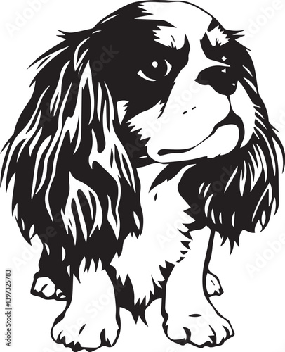 Dog Cavalier King Charles Spaniel. Hand drawn vector illustration	