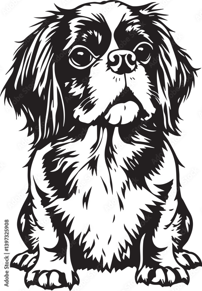 Fototapeta premium Dog Cavalier King Charles Spaniel. Hand drawn vector illustration 