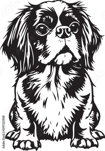 Dog Cavalier King Charles Spaniel. Hand drawn vector illustration	