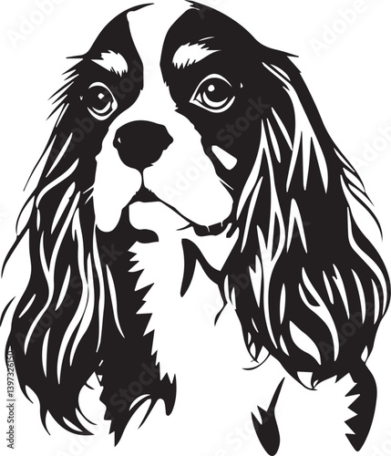 Dog Cavalier King Charles Spaniel. Hand drawn vector illustration	