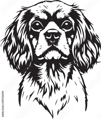 Dog Cavalier King Charles Spaniel. Hand drawn vector illustration	