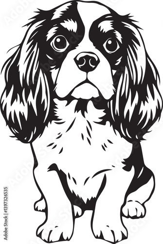 Dog Cavalier King Charles Spaniel. Hand drawn vector illustration	