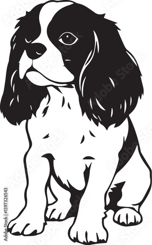 Dog Cavalier King Charles Spaniel. Hand drawn vector illustration	