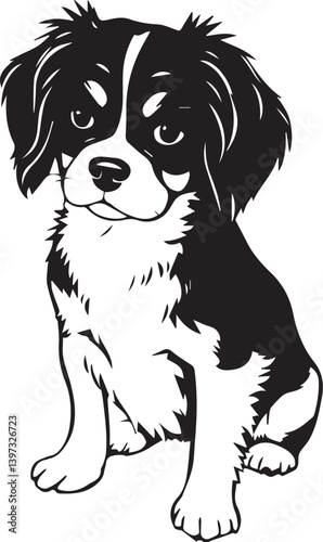 Dog Cavalier King Charles Spaniel. Hand drawn vector illustration	