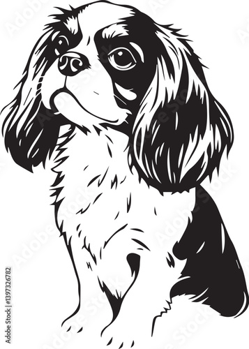 Dog Cavalier King Charles Spaniel. Hand drawn vector illustration	