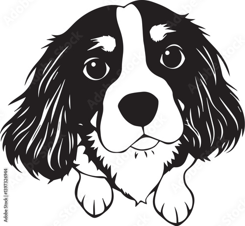 Dog Cavalier King Charles Spaniel. Hand drawn vector illustration	