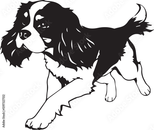 Dog Cavalier King Charles Spaniel. Hand drawn vector illustration	
